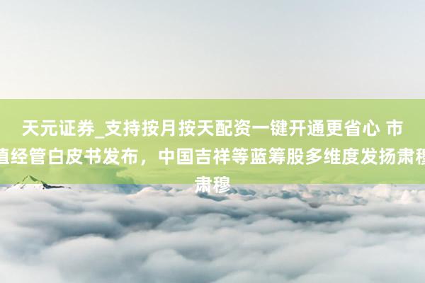 天元证券_支持按月按天配资一键开通更省心 市值经管白皮书发布，中国吉祥等蓝筹股多维度发扬肃穆