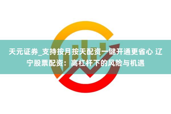 天元证券_支持按月按天配资一键开通更省心 辽宁股票配资：高杠杆下的风险与机遇