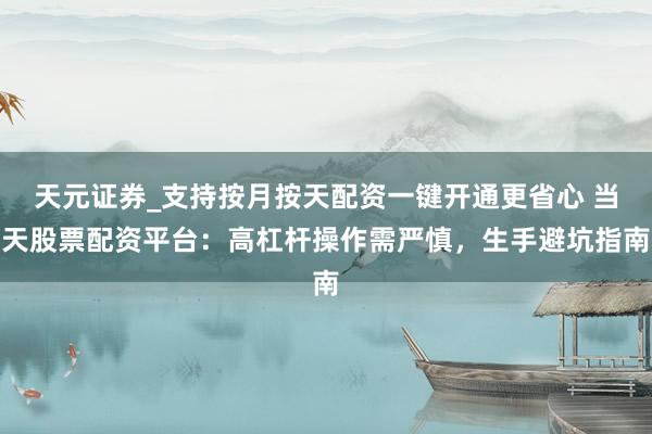 天元证券_支持按月按天配资一键开通更省心 当天股票配资平台：高杠杆操作需严慎，生手避坑指南