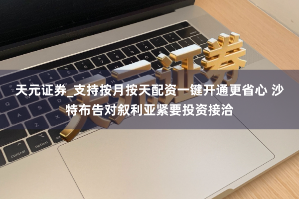 天元证券_支持按月按天配资一键开通更省心 沙特布告对叙利亚紧要投资接洽